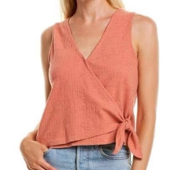 Madewell Tops - Madewell Texture and Thread peach wrap tie tank